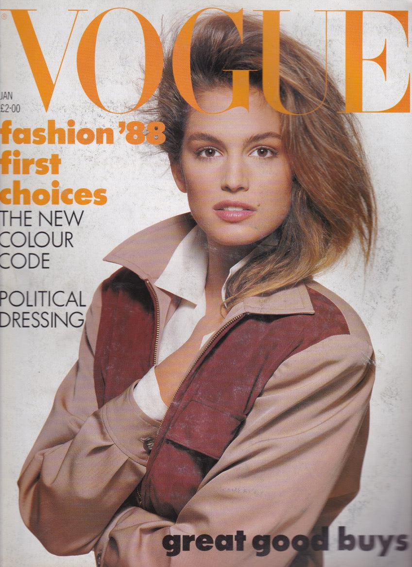Vogue Magazine January 1988 - Cindy Crawford