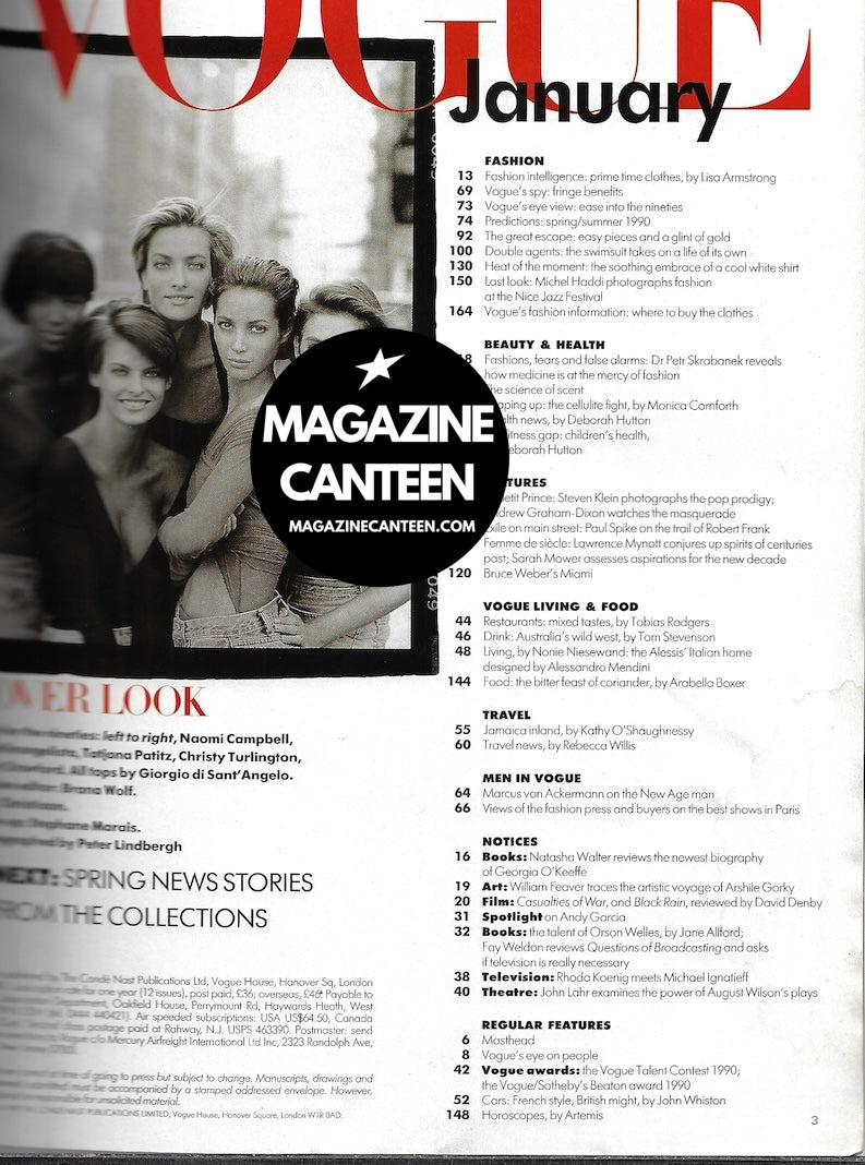 Vogue Magazine January 1990 - The Supermodels C