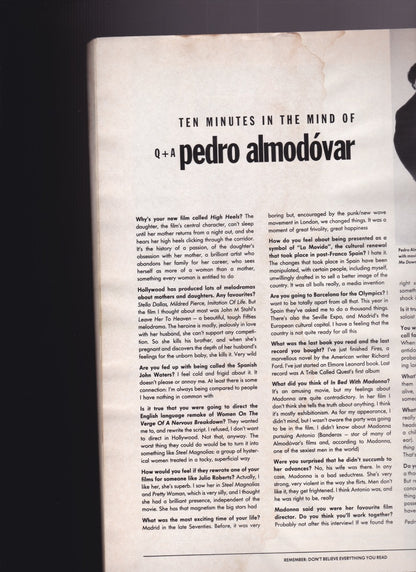 The Face Magazine Bono U2 - 1992