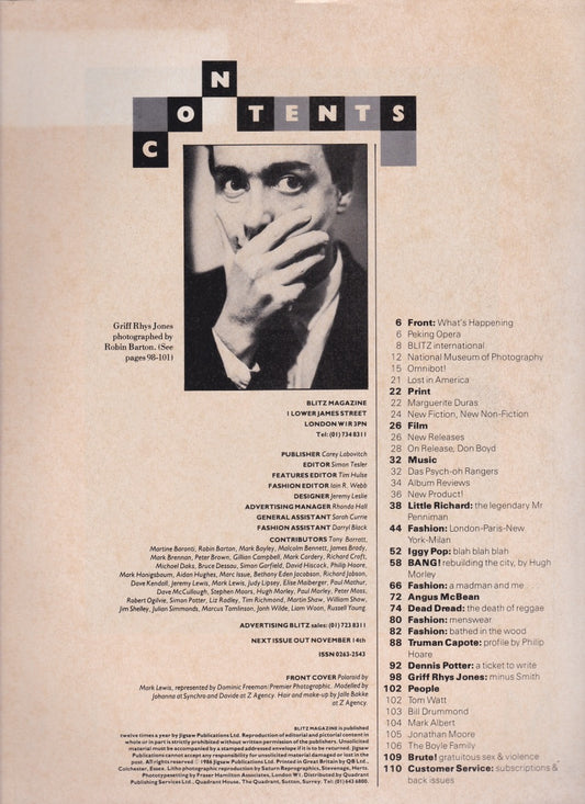 Blitz Magazine 1986 - Iggy Pop